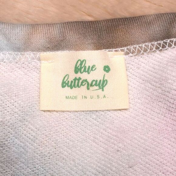 Blue Buttercup Pastel Tie Dye Cut Sleeve Sweatshirt Size Small Cozy - Picture 13 of 15